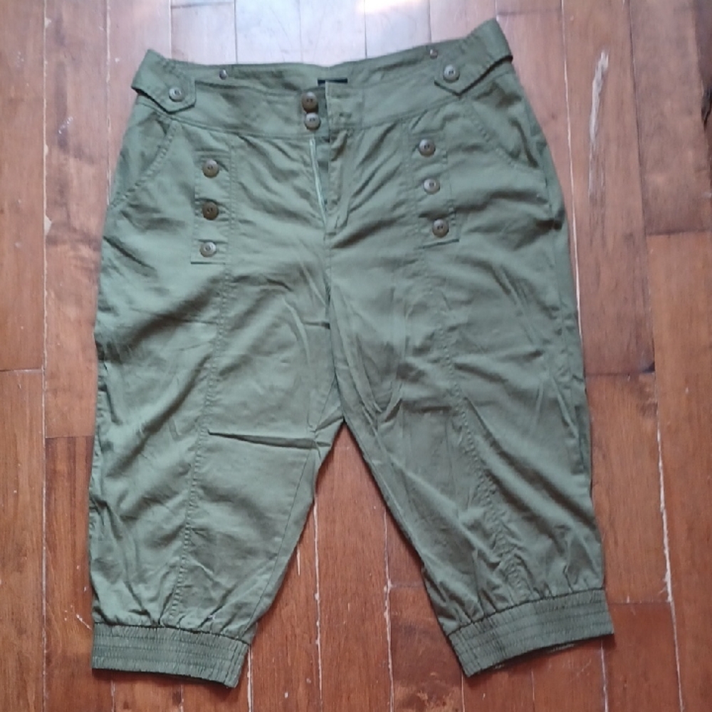 Cargo Pants Mid-length Khaki Green Size 14